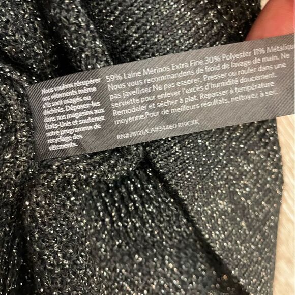 Eileen Fisher Wool Black Metallic Lightweight Crew Neck Sweater Size XS - Picture 5 of 5